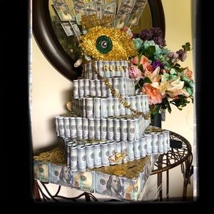 Unique Customized 100$ bill Birthday cake with silicone eye design size 15”/30”